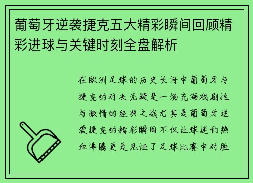 葡萄牙逆袭捷克五大精彩瞬间回顾精彩进球与关键时刻全盘解析 葡萄牙逆袭捷克五大精彩瞬间回顾精彩进球与关键时刻全盘解析